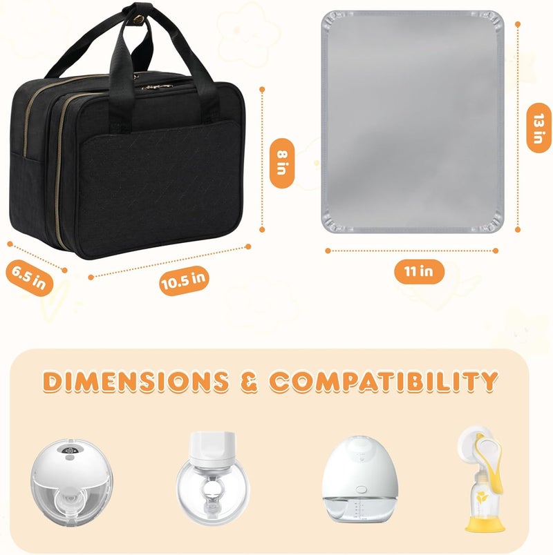 Coinarin Wearable Breast Pump Travel Bag - Breastmilk Cooler Bag, Portable Pumping Carrying Case Compatible with Momcozy, Elvie, Willow, Medela Wearable Pumps - Includes Waterproof Mat - Image 4